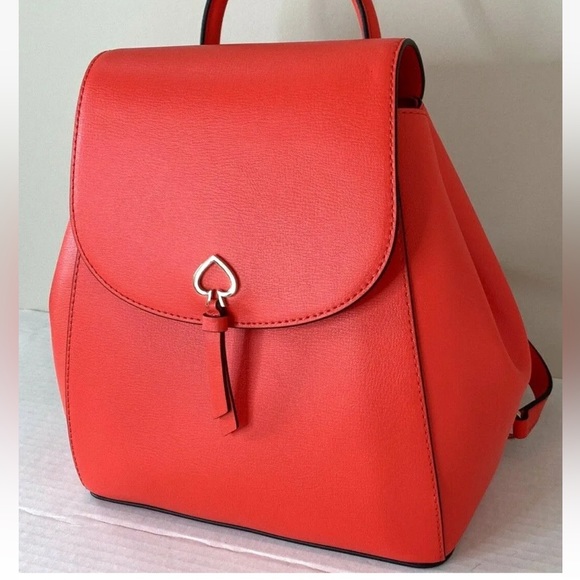 New Kate Spade Adel Medium Flap Backpack Leather Geranium - Picture 2 of 7
